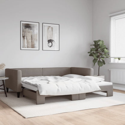 Tagesbett Ausziehbar Taupe 100x200 cm Stoff