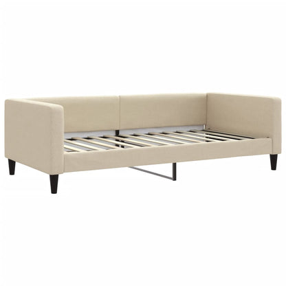 Tagesbett Ausziehbar Creme 100x200 cm Stoff