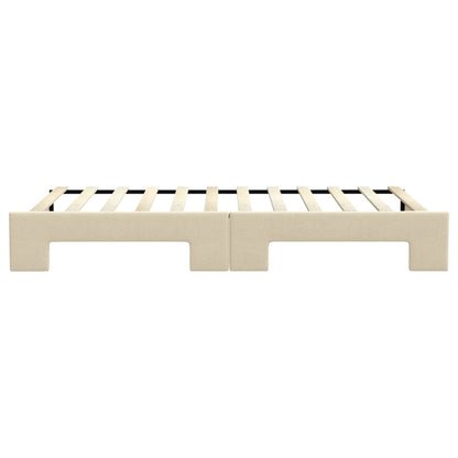 Tagesbett Ausziehbar Creme 100x200 cm Stoff