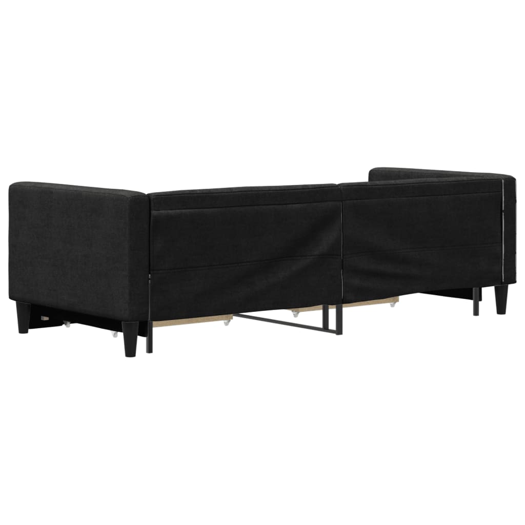 Tagesbett Ausziehbar mit Schubladen Schwarz 80x200 cm Stoff