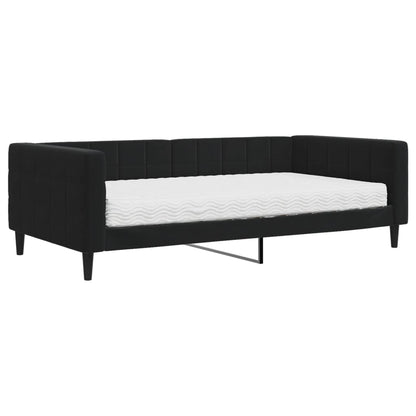 Tagesbett mit Matratze Schwarz 100x200 cm Samt