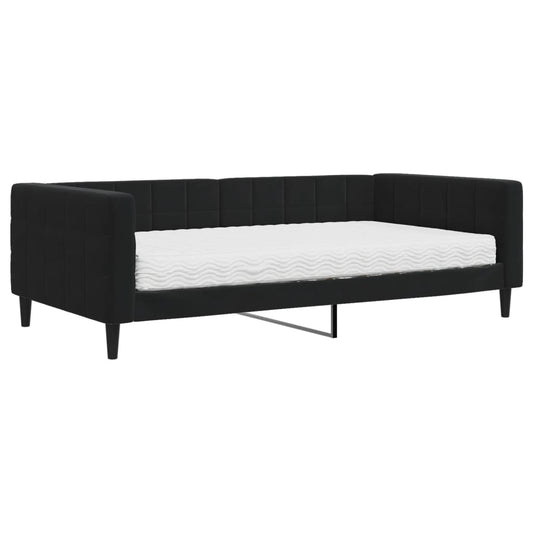 Tagesbett mit Matratze Schwarz 100x200 cm Samt