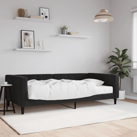 Tagesbett mit Matratze Schwarz 100x200 cm Samt