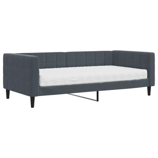 Tagesbett mit Matratze Dunkelgrau 90x190 cm Samt
