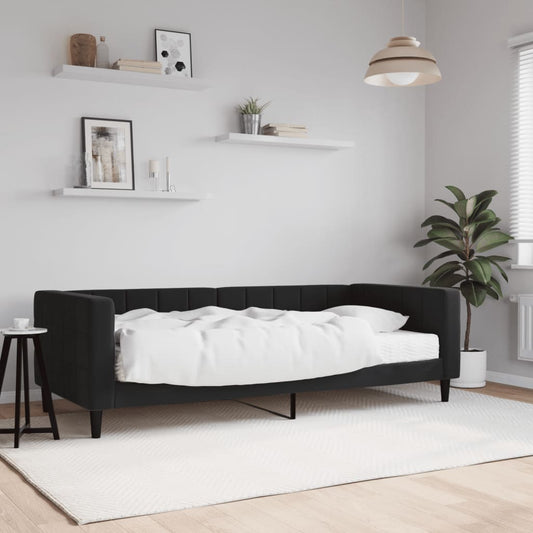 Tagesbett mit Matratze Schwarz 90x190 cm Samt