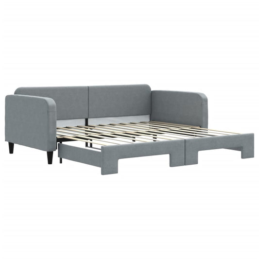 Tagesbett Ausziehbar Hellgrau 100x200 cm Stoff
