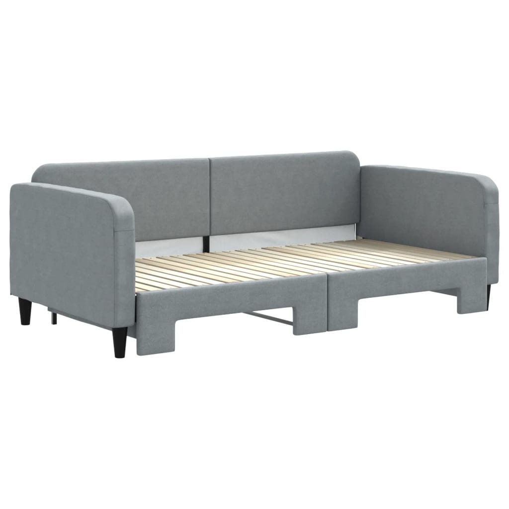 Tagesbett Ausziehbar Hellgrau 100x200 cm Stoff