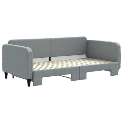 Tagesbett Ausziehbar Hellgrau 100x200 cm Stoff