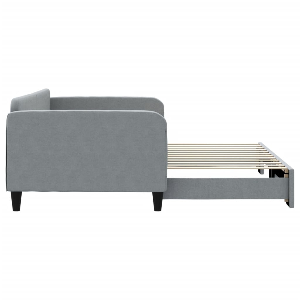 Tagesbett Ausziehbar Hellgrau 100x200 cm Stoff