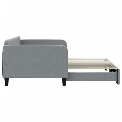 Tagesbett Ausziehbar Hellgrau 100x200 cm Stoff