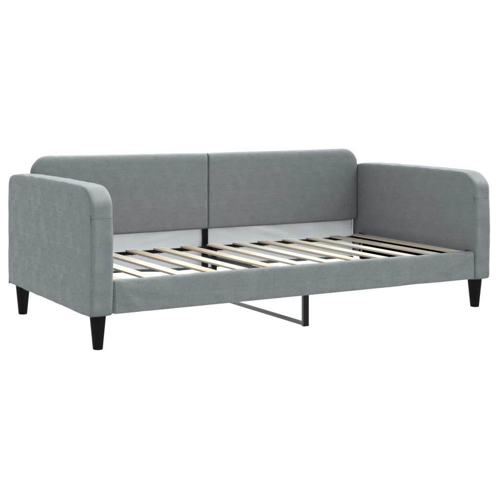 Tagesbett Ausziehbar Hellgrau 100x200 cm Stoff