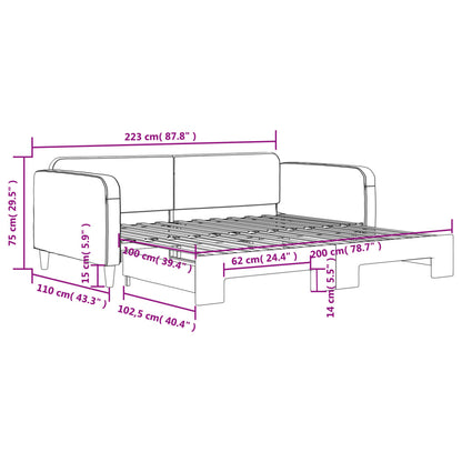 Tagesbett Ausziehbar Hellgrau 100x200 cm Stoff
