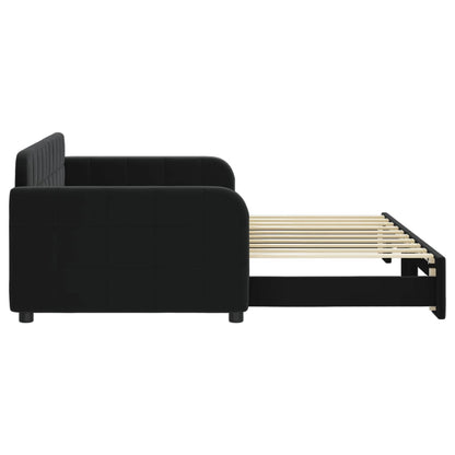 Tagesbett Ausziehbar Schwarz 90x190 cm Samt