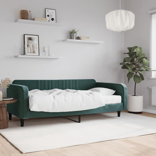 Tagesbett mit Matratze Dunkelgrün 100x200 cm Samt