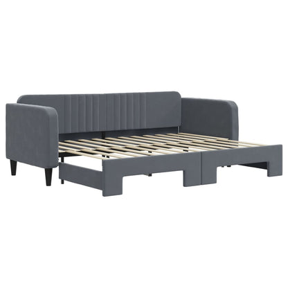 Tagesbett Ausziehbar Dunkelgrau 80x200 cm Samt