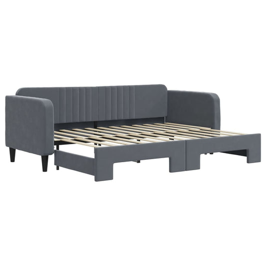 Tagesbett Ausziehbar Dunkelgrau 80x200 cm Samt
