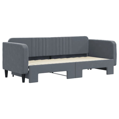 Tagesbett Ausziehbar Dunkelgrau 80x200 cm Samt