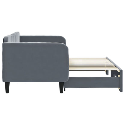 Tagesbett Ausziehbar Dunkelgrau 80x200 cm Samt