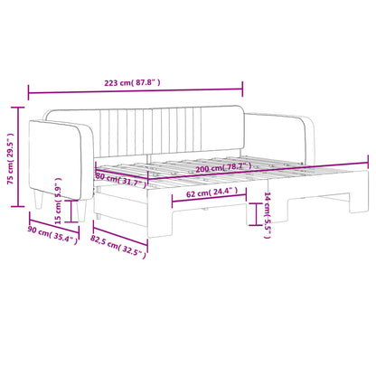 Tagesbett Ausziehbar Dunkelgrau 80x200 cm Samt