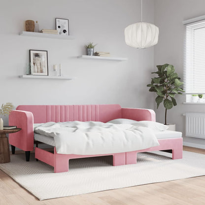 Tagesbett Ausziehbar Rosa 90x200 cm Samt