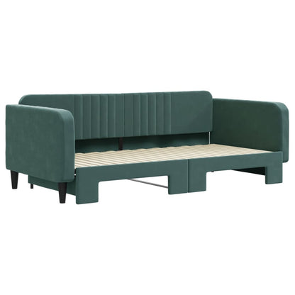 Tagesbett Ausziehbar Dunkelgrün 100x200 cm Samt