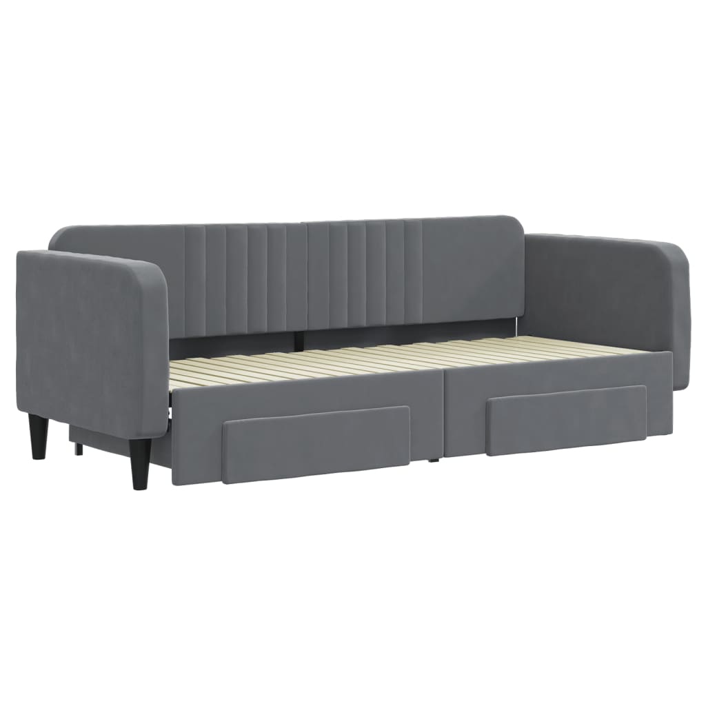 Tagesbett Ausziehbar mit Schubladen Dunkelgrau 80x200 cm Samt