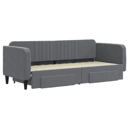 Tagesbett Ausziehbar mit Schubladen Dunkelgrau 80x200 cm Samt