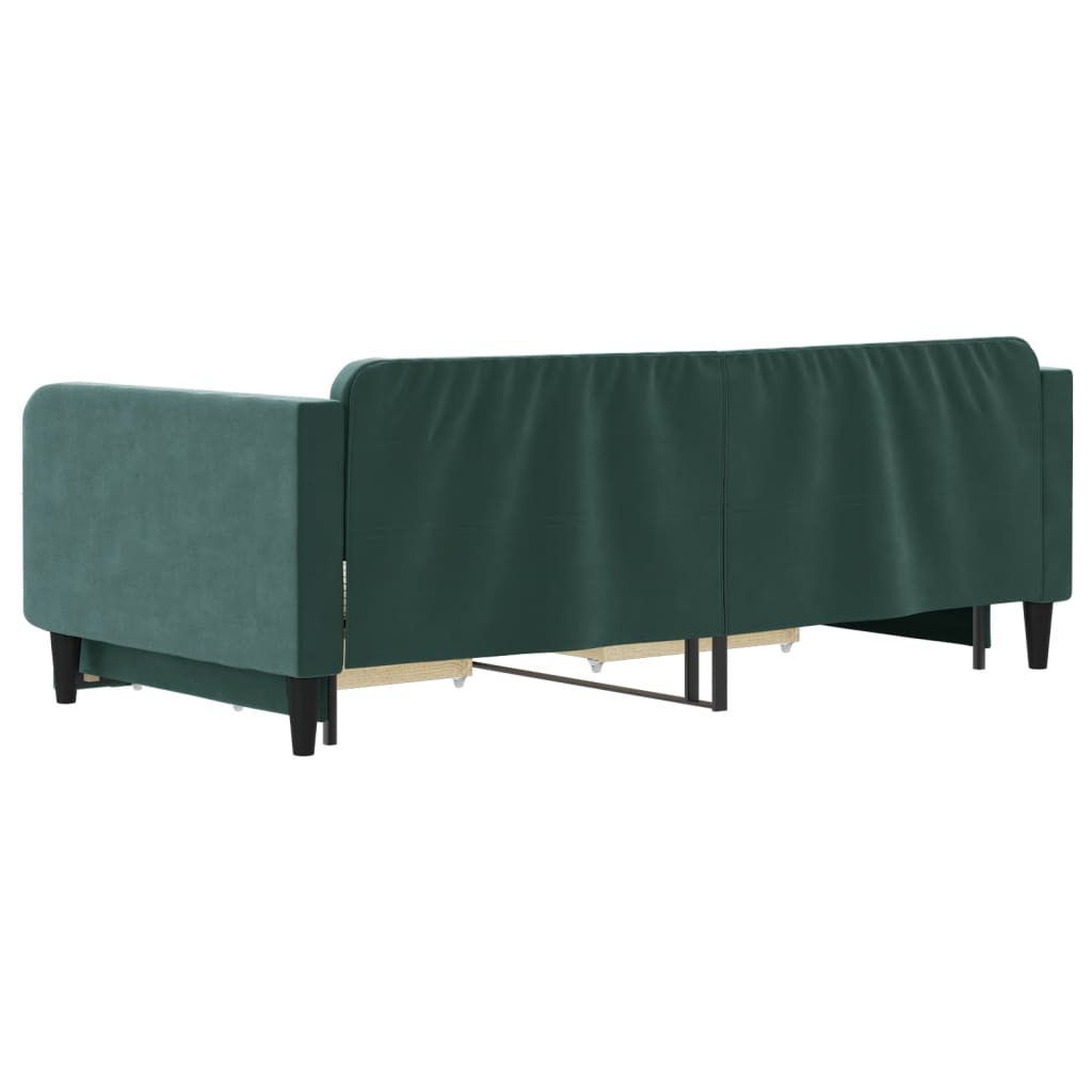 Tagesbett Ausziehbar mit Schubladen Dunkelgrün 100x200 cm Samt