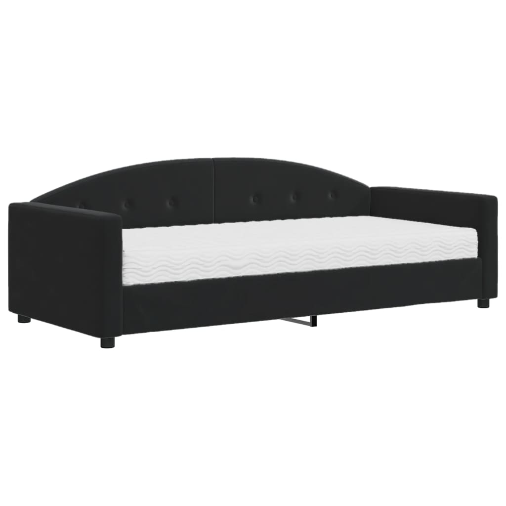 Tagesbett mit Matratze Schwarz 90x190 cm Samt