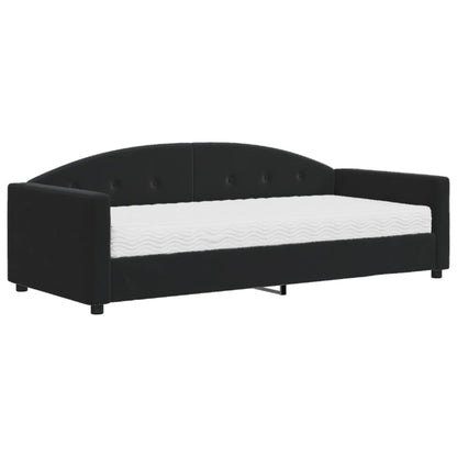 Tagesbett mit Matratze Schwarz 90x190 cm Samt