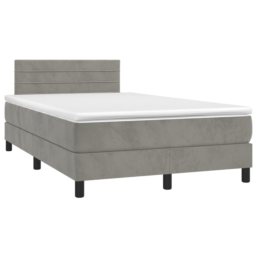 Boxspringbett mit Matratze Hellgrau 120x200 cm Samt