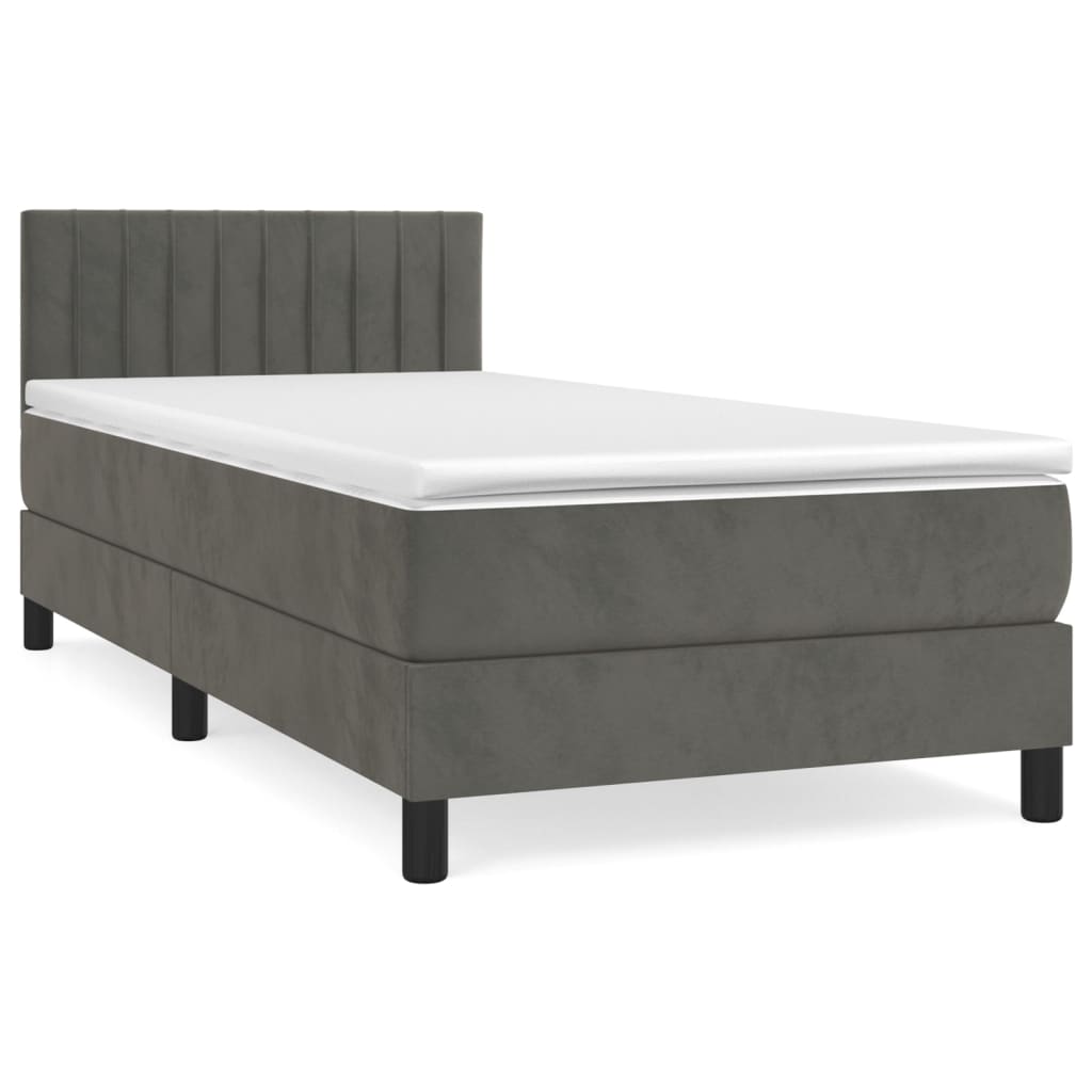 Boxspringbett mit Matratze Dunkelgrau 100x200 cm Samt