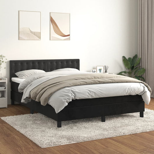 Boxspringbett mit Matratze Schwarz 140x200 cm Samt