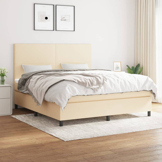 Boxspringbett mit Matratze Creme 160x200 cm Stoff