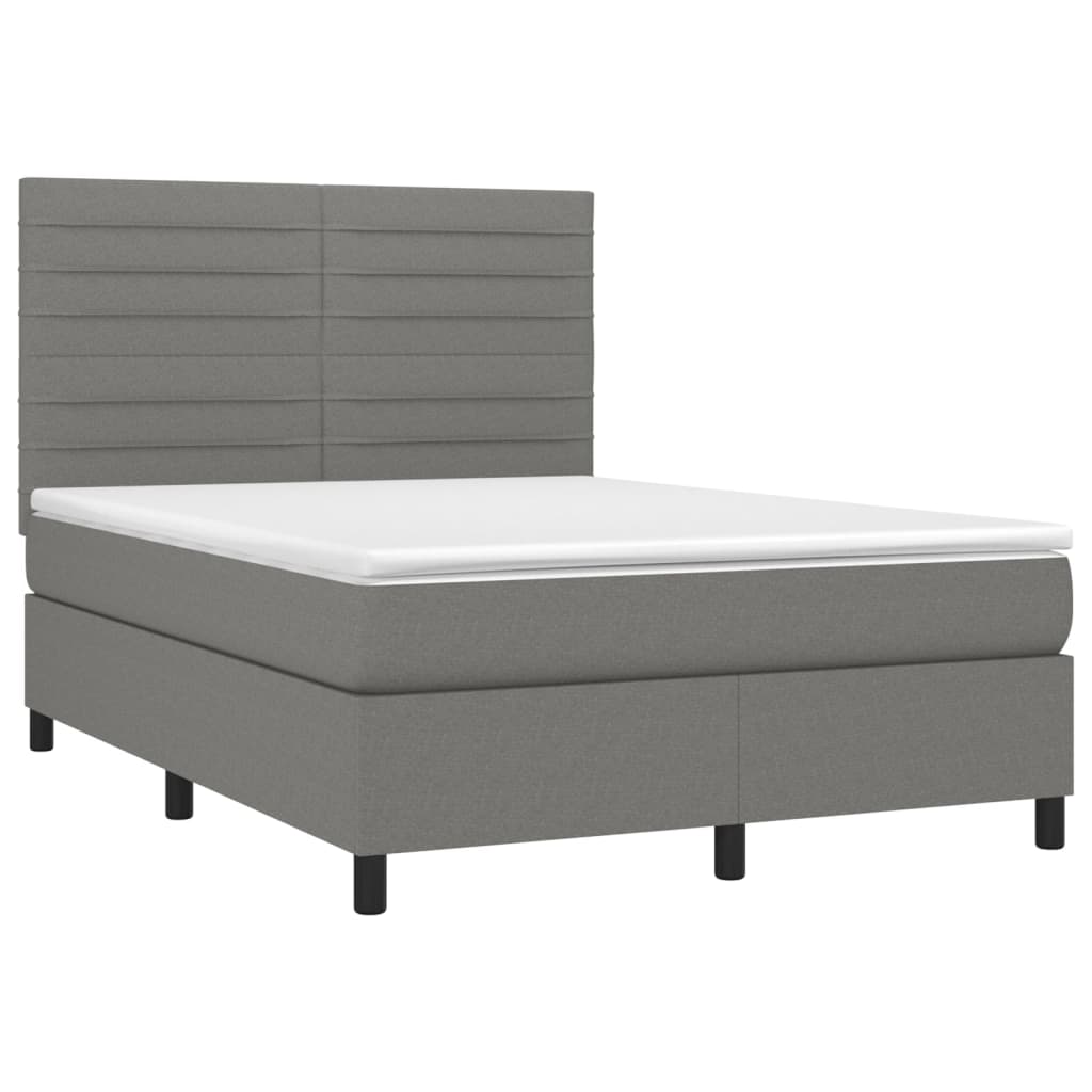 Boxspringbett mit Matratze Dunkelgrau 140x200 cm Stoff