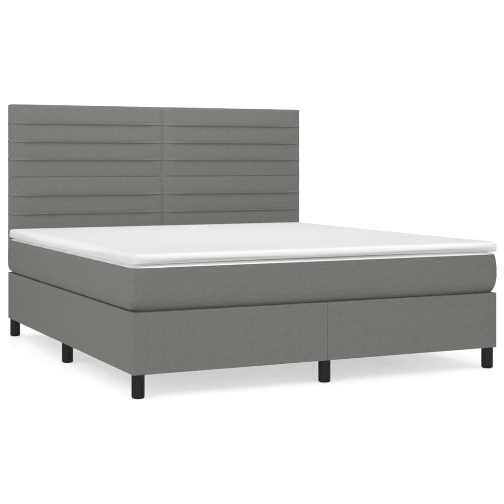 Boxspringbett mit Matratze Dunkelgrau 160x200 cm Stoff