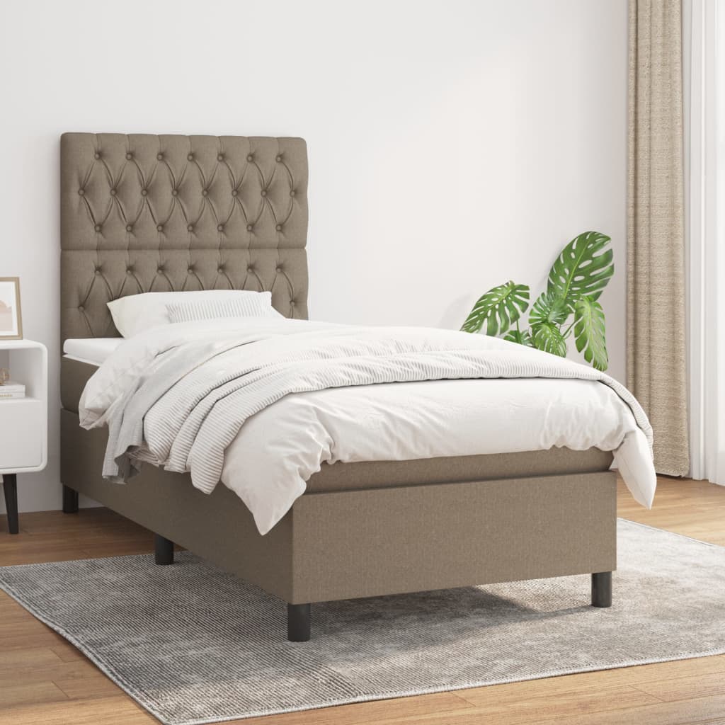 Boxspringbett mit Matratze Taupe 100x200 cm Stoff