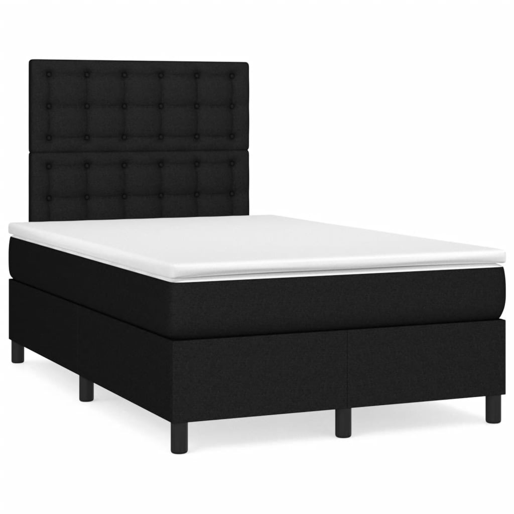 Boxspringbett mit Matratze Schwarz 120x200 cm Stoff