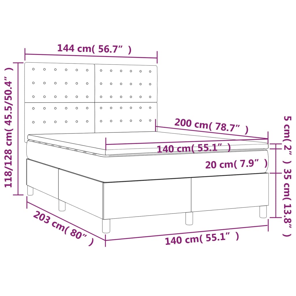 Boxspringbett mit Matratze Dunkelbraun 140x200 cm Stoff