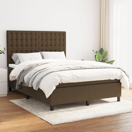 Boxspringbett mit Matratze Dunkelbraun 140x200 cm Stoff