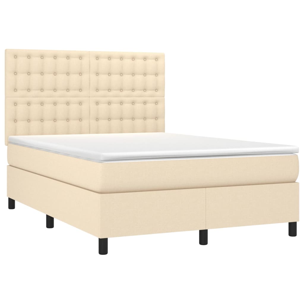 Boxspringbett mit Matratze Creme 140x200 cm Stoff