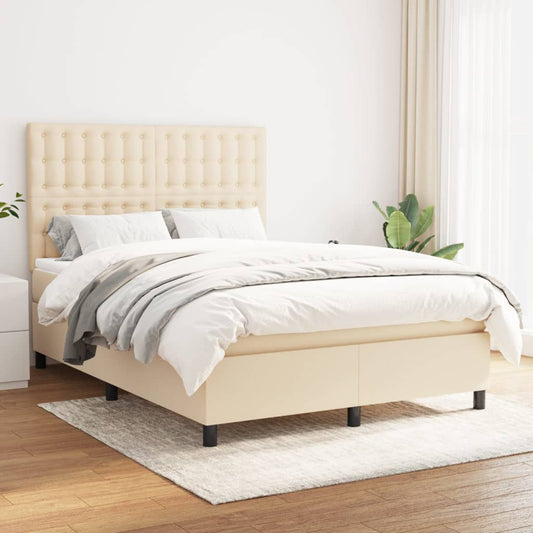 Boxspringbett mit Matratze Creme 140x200 cm Stoff