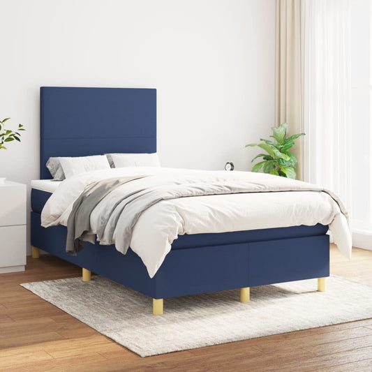 Boxspringbett mit Matratze Blau 120x200 cm Stoff