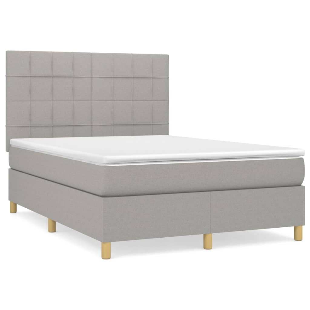 Boxspringbett mit Matratze Hellgrau 140x200 cm Stoff