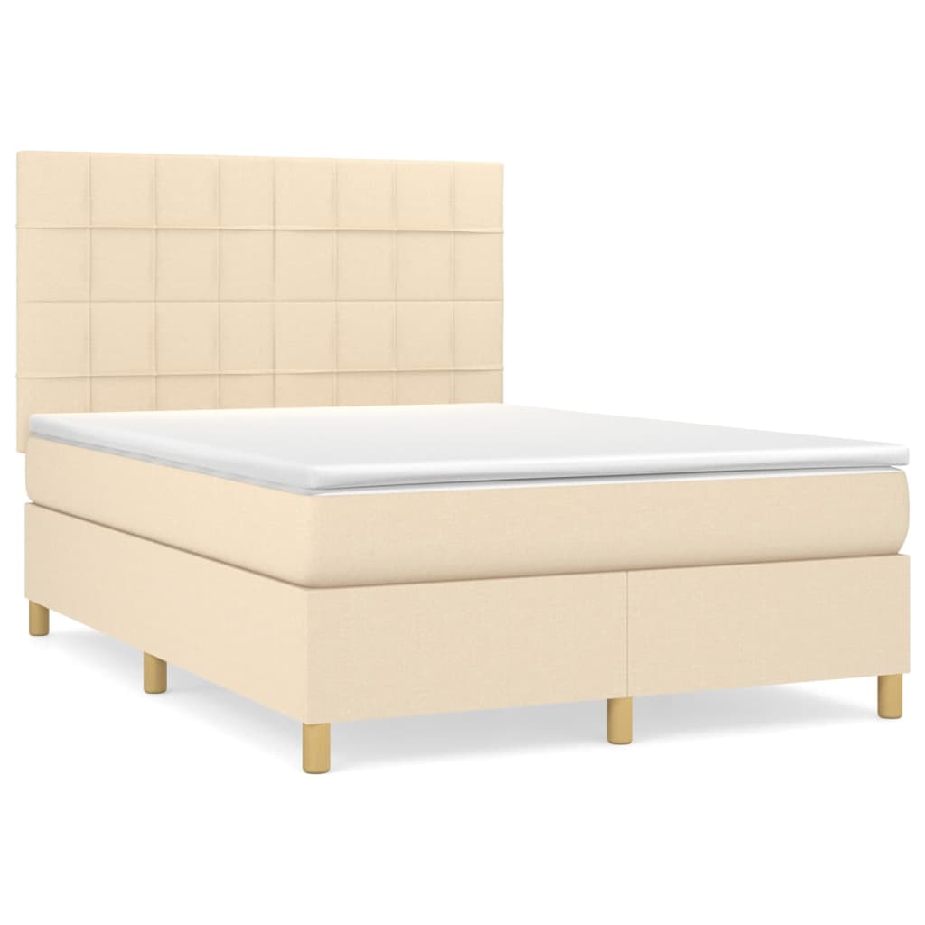 Boxspringbett mit Matratze Creme 140x200 cm Stoff