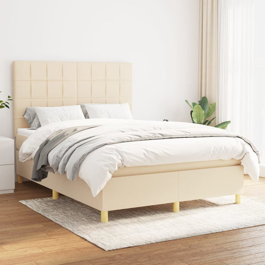 Boxspringbett mit Matratze Creme 140x200 cm Stoff