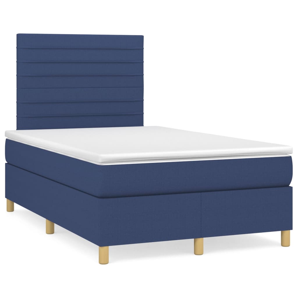 Boxspringbett mit Matratze Blau 120x200 cm Stoff