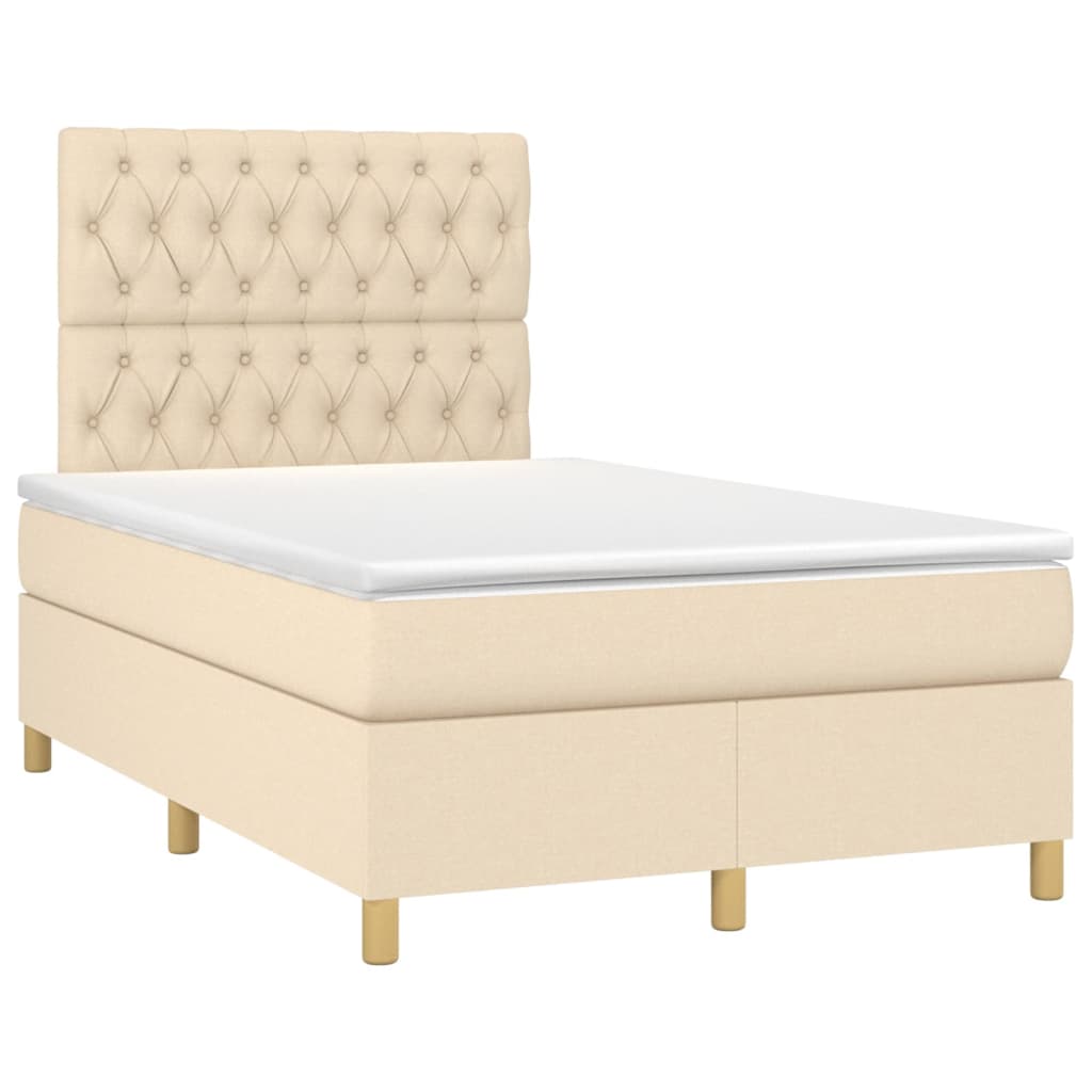 Boxspringbett mit Matratze Creme 120x200 cm Stoff