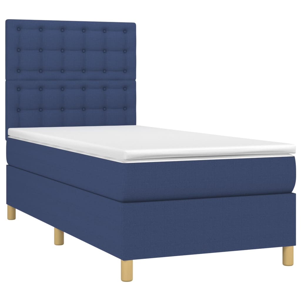 Boxspringbett mit Matratze Blau 100x200 cm Stoff