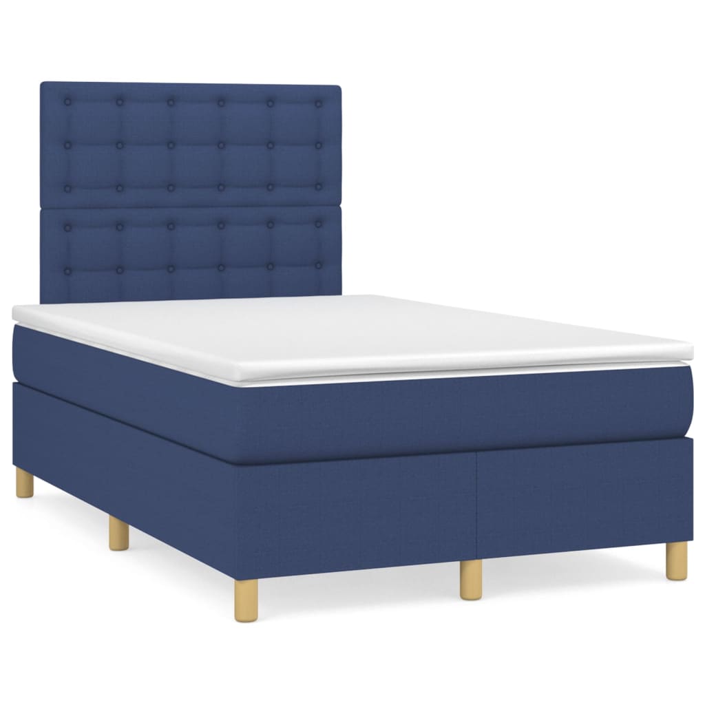 Boxspringbett mit Matratze Blau 120x200 cm Stoff